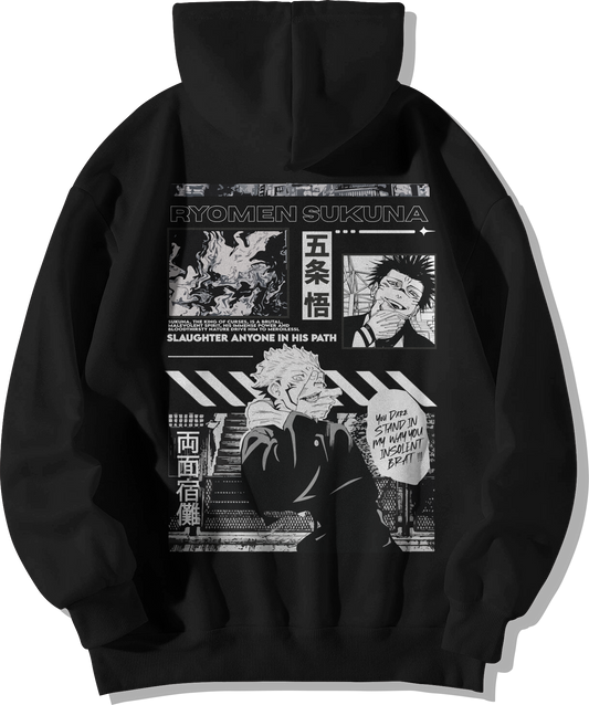 BLACK AND WHITE SUKUNA HOODIE